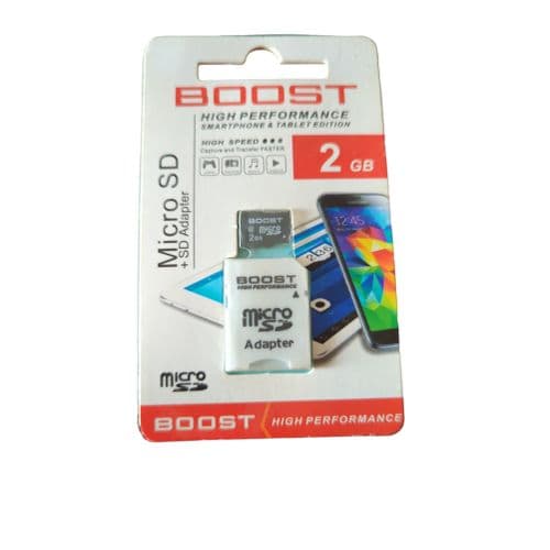 Boost High Performance 2GB Micro SD Plus SD Adapter